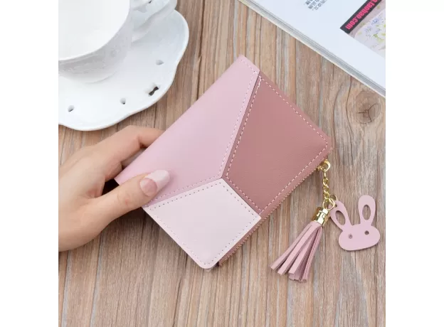 WOMEN CUTE PINK WALLETS POCKET PURSE CARD HOLDER PATCHWORK WALLET LADY FEMALE FASHION SHORT COIN BURSE MONEY BAG