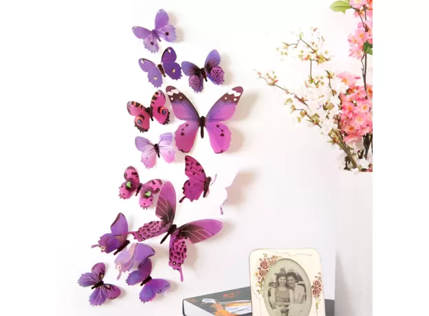 12 PIECES 3D WALL DECORATION CUTE BUTTERFLY WALL STICKERS ART DECALS HOME DECORATION ROOM WALL ART