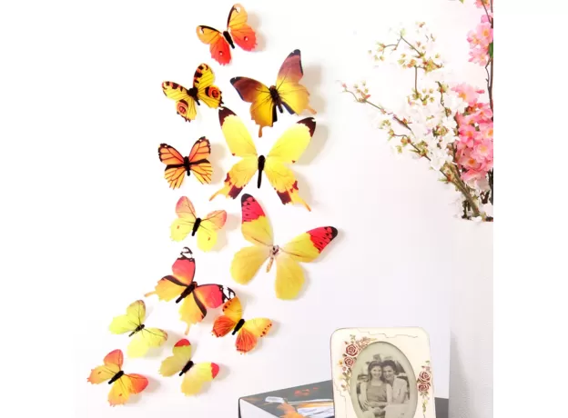 12 PIECES 3D WALL DECORATION CUTE BUTTERFLY WALL STICKERS ART DECALS HOME DECORATION ROOM WALL ART