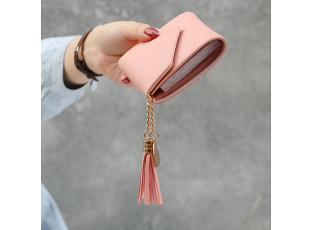 WOMEN SIMPLE SHORT WALLET TASSEL COIN PURSE CARD HOLDERS MULTI-CARD POSITION FEMALE WALLET
