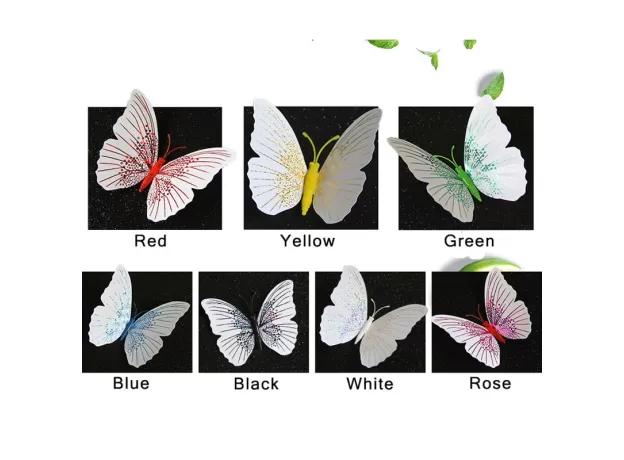 12PCS/SET 3D BUTTERFLY WALL STICKER BUTTERFLIES HOME DECORATION ROOM DECOR FRIDGE MAGNET WALL STICKERS