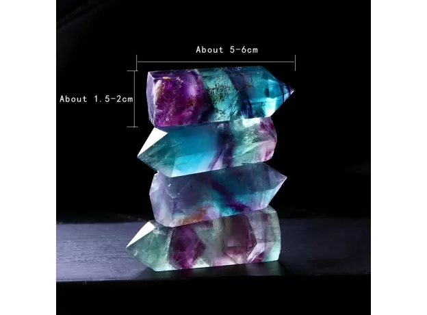 1PC NATURAL FLUORITE HEXAGONAL COLUMN CRYSTAL POINT HEALING WAND MINERAL CRYSTAL HOME DECORATION