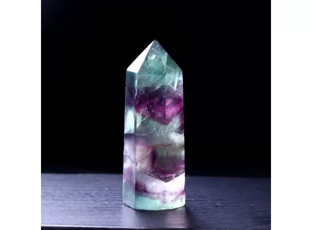 1PC NATURAL FLUORITE HEXAGONAL COLUMN CRYSTAL POINT HEALING WAND MINERAL CRYSTAL HOME DECORATION