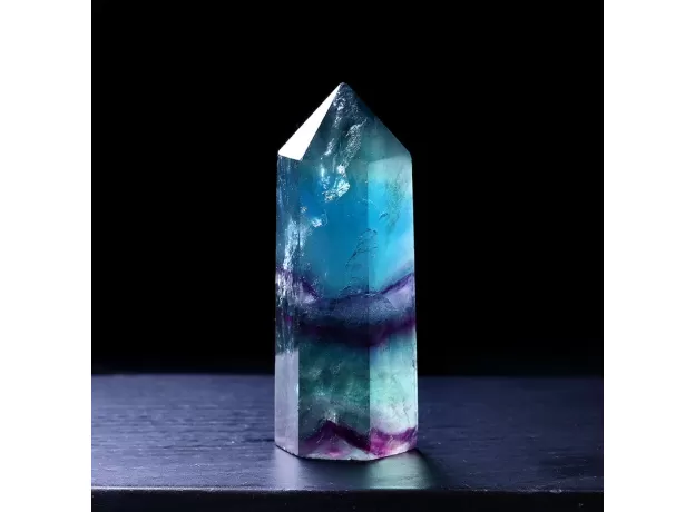 1PC NATURAL FLUORITE HEXAGONAL COLUMN CRYSTAL POINT HEALING WAND MINERAL CRYSTAL HOME DECORATION