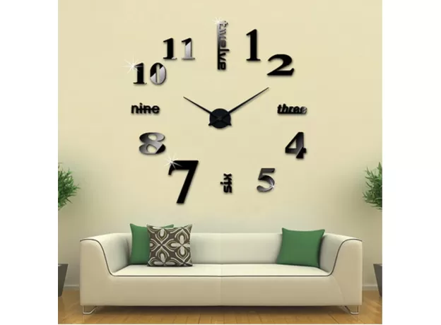 HOME DECORATION ACRYLIC MIRROR LARGE WALL CLOCK BIG SIZE WALL STICKER CLOCK MODERN DESIGN UNIQUE FASHION GIFT