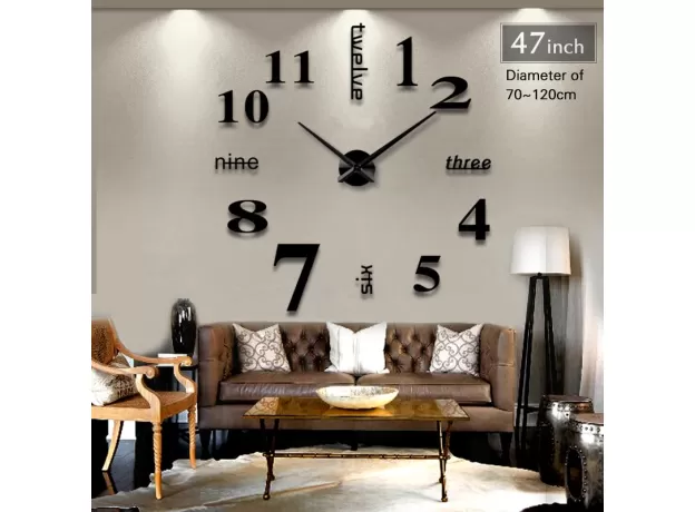 HOME DECORATION ACRYLIC MIRROR LARGE WALL CLOCK BIG SIZE WALL STICKER CLOCK MODERN DESIGN UNIQUE FASHION GIFT