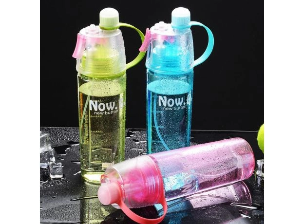 SOLID PLASTIC SPRAY COOL SUMMER SPORT WATER BOTTLE