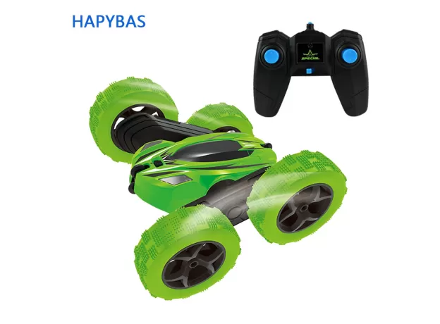 REMOTE CONTROL CARS STUNT RC CAR HIGH SPEED FLASHING 3D FLIP ROLL GREEN & BLUE ELECTRIC RACE DOUBLE S TOYS