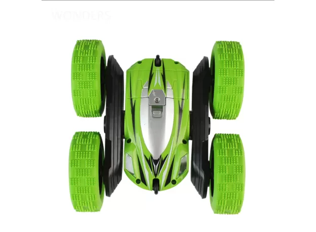 REMOTE CONTROL CARS STUNT RC CAR HIGH SPEED FLASHING 3D FLIP ROLL GREEN & BLUE ELECTRIC RACE DOUBLE S TOYS
