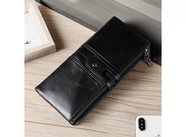 NEW GENUINE COWHIDE LEATHER WALLET UNISEX MEN WOMEN RETRO LONG WALLET