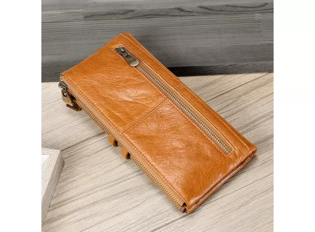 NEW GENUINE COWHIDE LEATHER WALLET UNISEX MEN WOMEN RETRO LONG WALLET