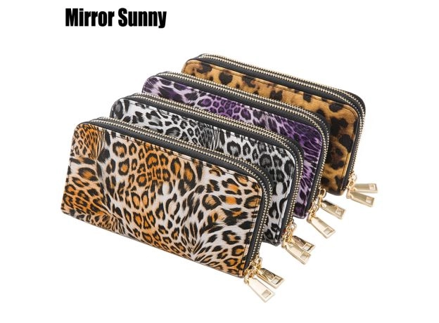 WOMEN WALLET BIG FEMALE MONEY POCKET LEOPARD LEATHER BRAND LADIES LONG WALLETS CARD CLUTCH