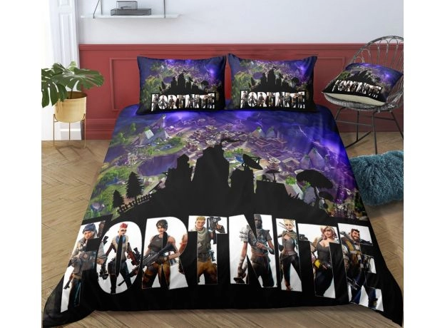 GAME BED SHEET FORTNITE QUILT COVERLET PILLOW CASES FORTRESS NIGHT TEXTILE BEDDING FLAT SHEET BED