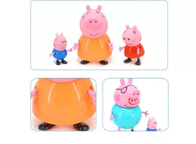 4PCS/ PEPPA PIG GEORGE GUINEA PIG FAMILY PACK DAD MOM ACTION FIGURE ORIGINAL PELUCIA ANIME TOYS