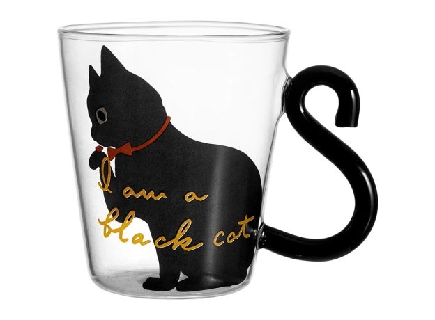 CUTE CAT GLASS JUICE COFFEE CUP MILK TEA COFFEE GLASS MUG CAT TAIL HANDLE CAT