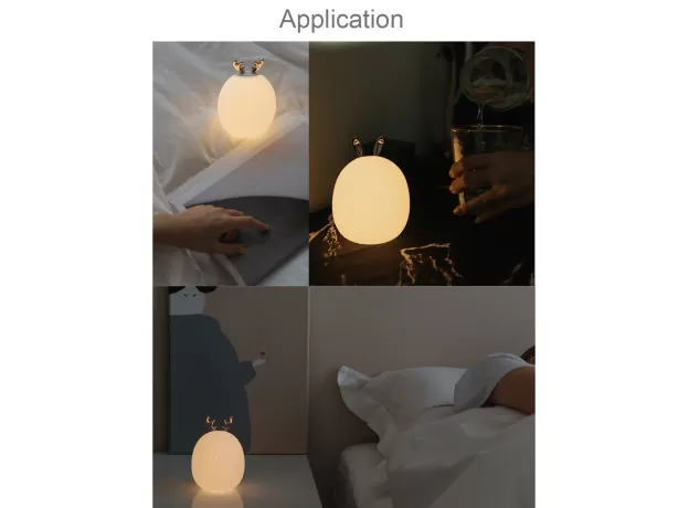 DEER RABBIT LED NIGHT LIGHT SILICONE ANIMAL CARTOON DIMMABLE LAMP USB RECHARGEABLE FOR CHILDREN