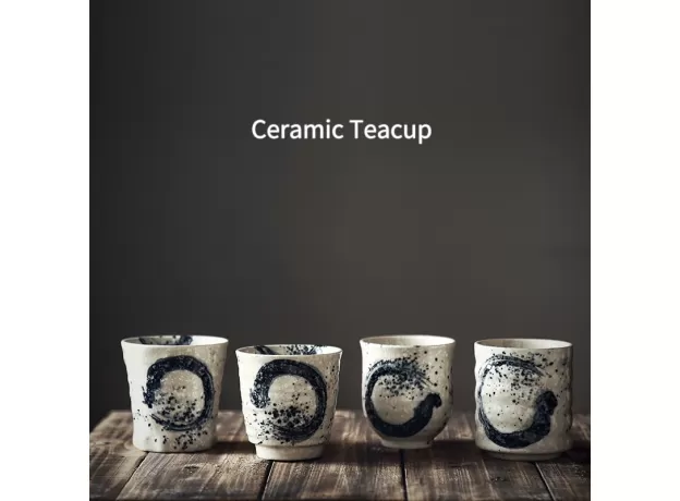 JAPANESE STYLE TEACUP WATER CUP STONEWARE CERAMIC HAND-PAINTED KUNGFU TEACUP CUISINE DRINKWARE