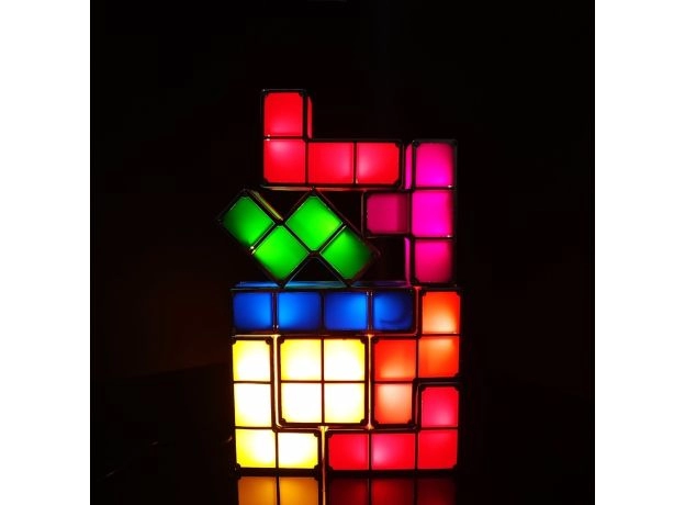 TETRIS PUZZLE LIGHT STACKABLE LED DESK LAMP CONSTRUCTIBLE BLOCK NIGHT LIGHT RETRO GAME TOWER