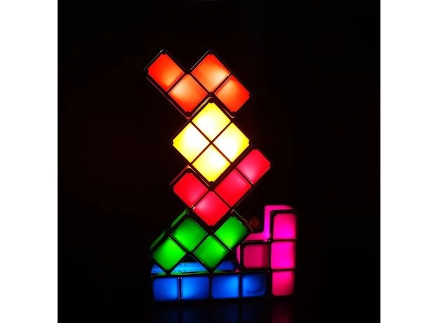 TETRIS PUZZLE LIGHT STACKABLE LED DESK LAMP CONSTRUCTIBLE BLOCK NIGHT LIGHT RETRO GAME TOWER