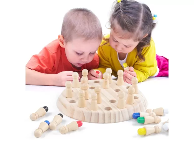 WOODEN MEMORY MATCH STICK CHESS FUN COLOR GAME BOARD PUZZLES EDUCATIONAL COLOR COGNITIVE ABILITY LEARNING TOYS
