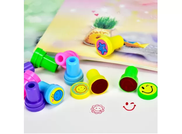 10PCS/SET CHILDREN TOY STAMPS CARTOON SMILEY FACE KIDS SEAL FOR SCRAPBOOKING STAMPER