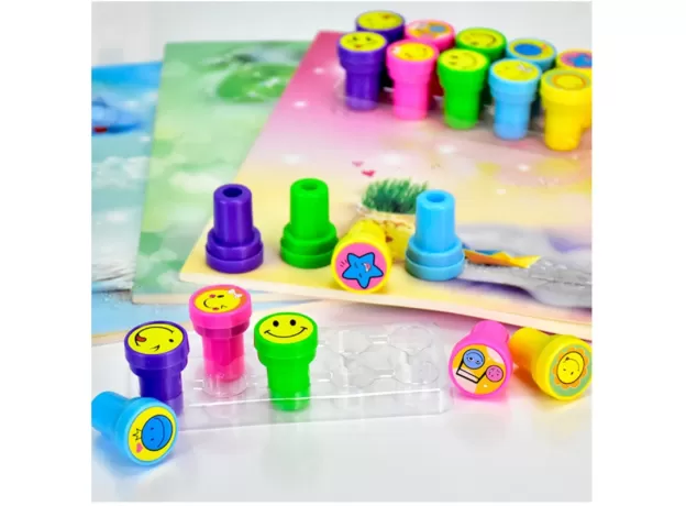 10PCS/SET CHILDREN TOY STAMPS CARTOON SMILEY FACE KIDS SEAL FOR SCRAPBOOKING STAMPER