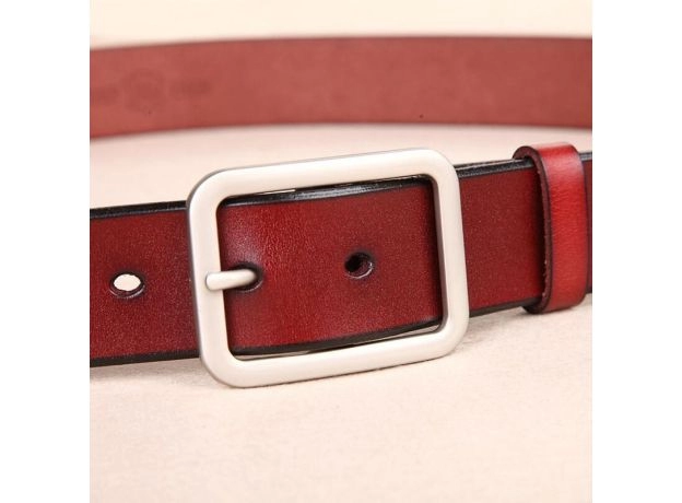 WHITE LEATHER BELTS FOR WOMEN'S BELTS WAIST SLIVER METAL BUCKLE STRAP FOR LADIES JEANS WILD RED BELT