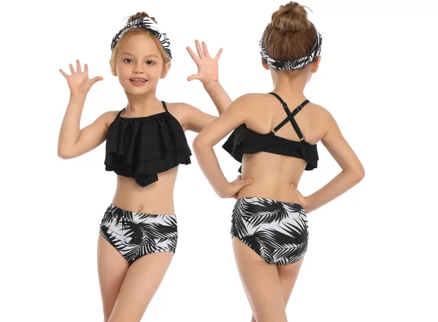 GIRL SWIMSUIT TWO PIECES CHILDREN'S SWIMWEAR SWIM SUITS CHILD RUFFLE BIKINIS SPLIT MESH BIKINI SETS