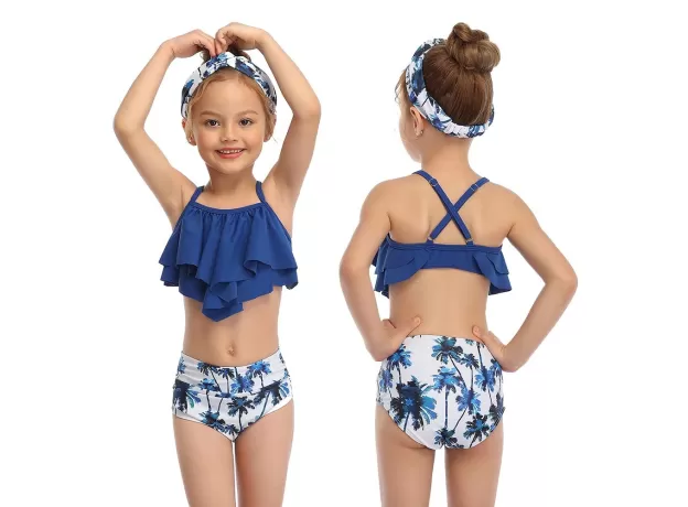 GIRL SWIMSUIT TWO PIECES CHILDREN'S SWIMWEAR SWIM SUITS CHILD RUFFLE BIKINIS SPLIT MESH BIKINI SETS