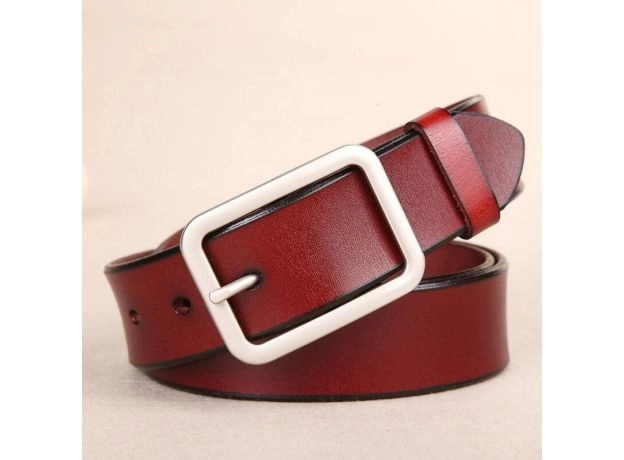 WHITE LEATHER BELTS FOR WOMEN'S BELTS WAIST SLIVER METAL BUCKLE STRAP FOR LADIES JEANS WILD RED BELT