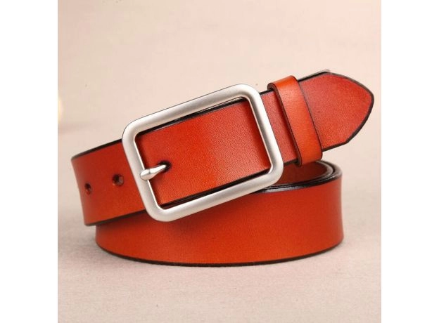 WHITE LEATHER BELTS FOR WOMEN'S BELTS WAIST SLIVER METAL BUCKLE STRAP FOR LADIES JEANS WILD RED BELT