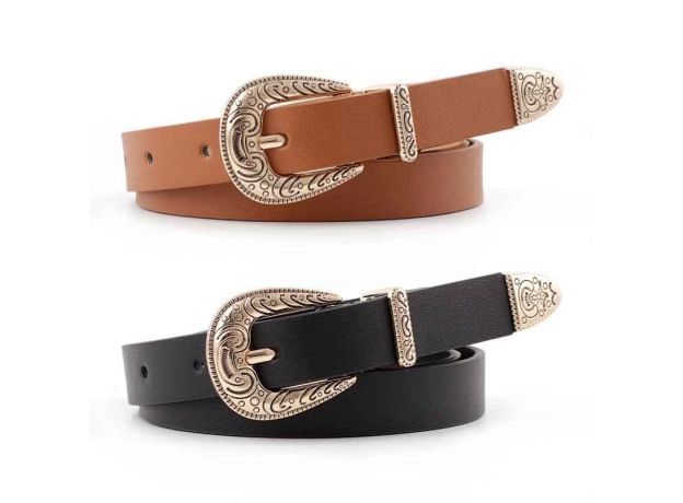 Women's Fashion High Quality Vintage Cave Pin Buckle Belt Luxury Thin Leather Belt