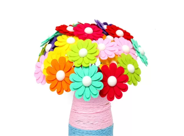 40PCS CREATIVE BUTTON-MADE FLOWER FOR CHILDREN KIDS DIY HANDCRAFT FLOWER BOUQUET DEVELOPMENT BUTTON FLOWER