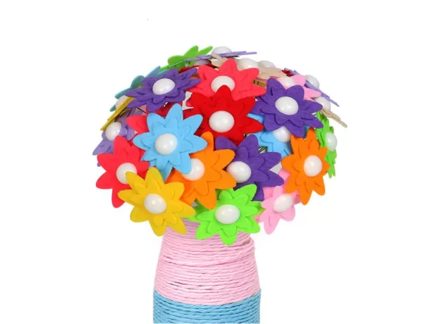 40PCS CREATIVE BUTTON-MADE FLOWER FOR CHILDREN KIDS DIY HANDCRAFT FLOWER BOUQUET DEVELOPMENT BUTTON FLOWER