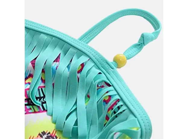 ONE-PIECE SWIMSUITS ETHNIC STYLE VINTAGE PRINTED SWIMWEAR KIDS TASSEL BIKINI BEACH WEAR