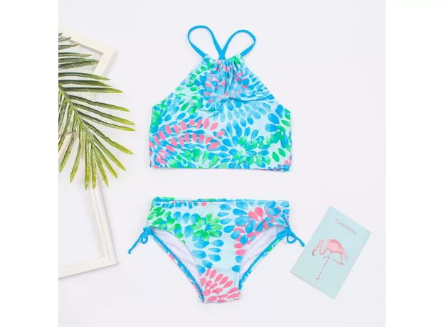 FLOWER PRINT GIRLS SWIMSUIT SWIMWEAR COLORFUL KIDS BIKINIS SUMMER
