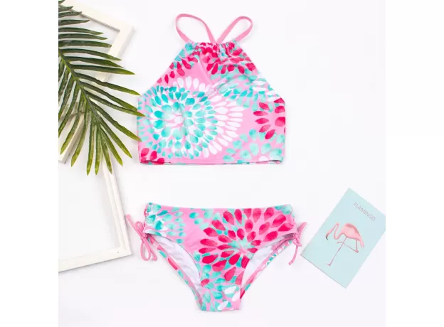 FLOWER PRINT GIRLS SWIMSUIT SWIMWEAR COLORFUL KIDS BIKINIS SUMMER