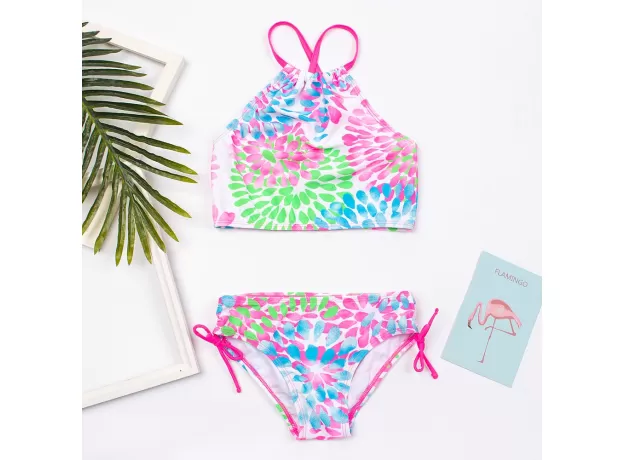 FLOWER PRINT GIRLS SWIMSUIT SWIMWEAR COLORFUL KIDS BIKINIS SUMMER