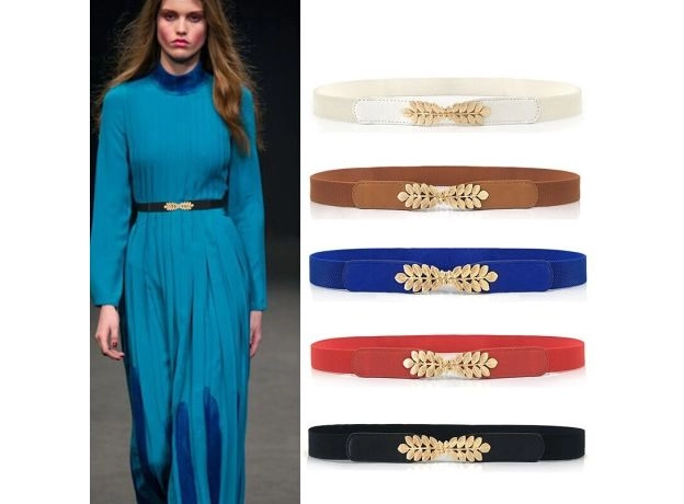 ELASTIC WOMEN BELTS STRAP THIN SKINNY LADIES DRESS WAIST BELT LEATHER GOLD BUCKLE FEMALE RED BELTS
