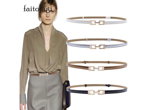 ELASTIC WOMEN BELTS STRAP THIN SKINNY LADIES DRESS WAIST BELT LEATHER GOLD BUCKLE FEMALE RED BELTS