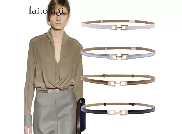 ELASTIC WOMEN BELTS STRAP THIN SKINNY LADIES DRESS WAIST BELT LEATHER GOLD BUCKLE FEMALE RED BELTS