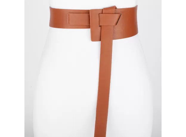 WOMEN KNOT WAISTBANDS WIDE LONG BELTS SOFT PU LEATHER FASHION WOMAN CUMMERBUNDS DRESS DECORATE