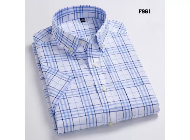 SUMMER SHORT SLEEVE PLAID SHIRTS FASHION MEN BUSINESS FORMAL CASUAL SHIRTS 100% COTTON SLIM FIT SHIRTS