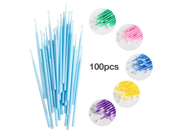 100PCS/BAG DISPOSABLE MICROBRUSH EYELASHES EXTENSION INDIVIDUAL LASH REMOVING SWAB MICRO BRUSH