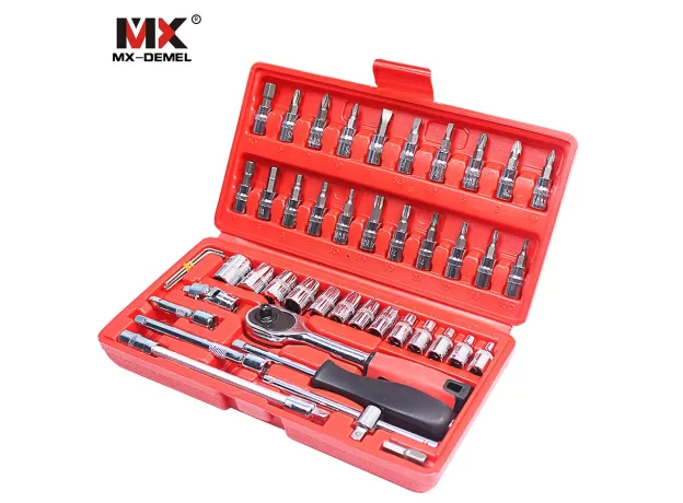 CAR REPAIR TOOL 46PCS 1/4-INCH SOCKET SET CAR REPAIR TOOL RATCHET TORQUE WRENCH COMBO TOOLS
