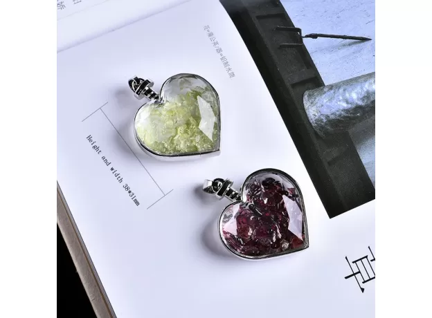 1PC NATURAL CRYSTAL MINERAL ORNAMENT WISHING BOTTLE HEART PENDANT GUARDIAN FASHION COUPLE