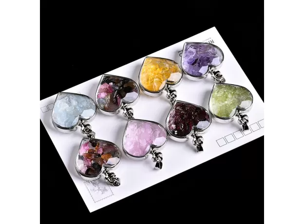 1PC NATURAL CRYSTAL MINERAL ORNAMENT WISHING BOTTLE HEART PENDANT GUARDIAN FASHION COUPLE