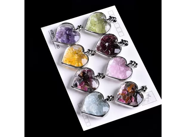 1PC NATURAL CRYSTAL MINERAL ORNAMENT WISHING BOTTLE HEART PENDANT GUARDIAN FASHION COUPLE