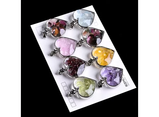 1PC NATURAL CRYSTAL MINERAL ORNAMENT WISHING BOTTLE HEART PENDANT GUARDIAN FASHION COUPLE