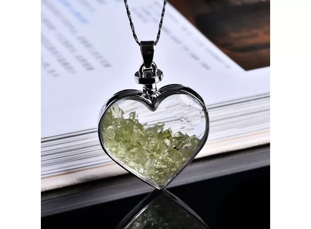 1PC NATURAL CRYSTAL MINERAL ORNAMENT WISHING BOTTLE HEART PENDANT GUARDIAN FASHION COUPLE